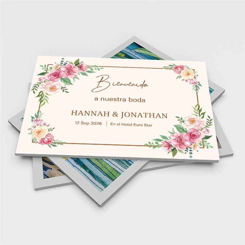 carteles de bienvenidas de cartón pluma para bodas flores rojos
