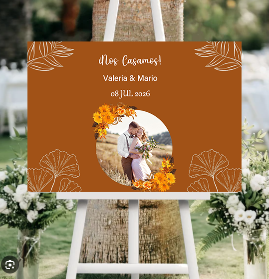carteles de bienvenidas de cartón pluma para bodas con fotos romanticos