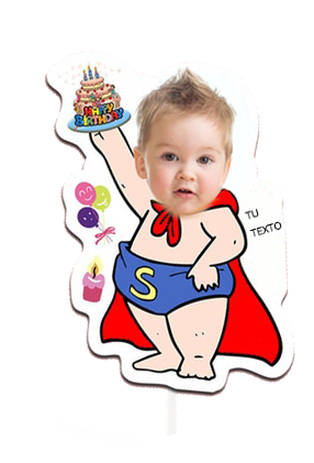 topper de tarta cartoon personalizado con cara /cake topper cartoon