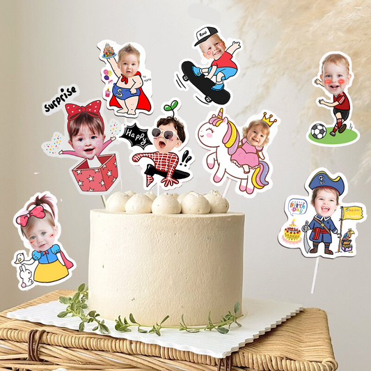 topper de tarta cartoon personalizado con cara /cake topper cartoon